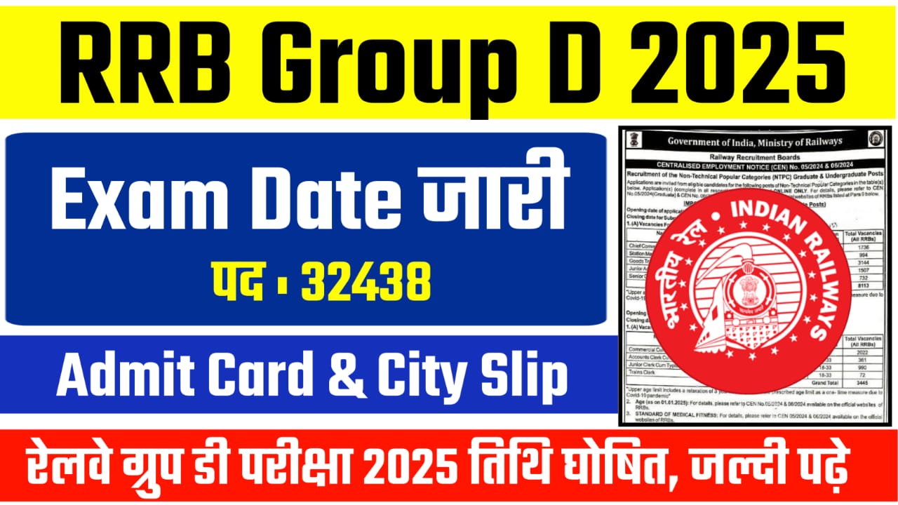 RRB Group D Exam Date 2025 Announced For 32438 Posts, Check Admit Card And City Slip Update